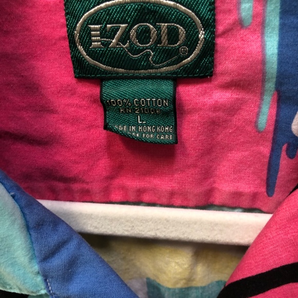 Vintage Maximalist 90s Izod Hawaiian Shirt. Size L Cotton - Picture 3 of 4